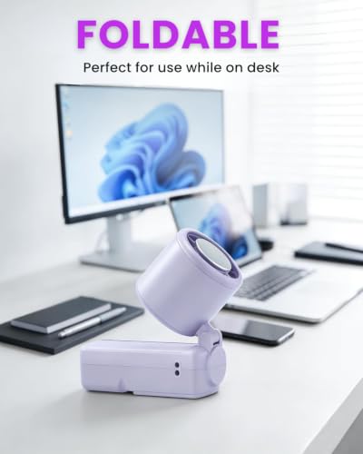 Image of SEVENAIRE SS39 Portable Hand Fan Rechargeable - with Ice Touch Cooling | Upto 12 Hr battery| 16000 RPM | 100-Speed, Digital display | Foldable | 3-in-1 Turbo Fan for summer for Indoor /Outdoor (Purple)