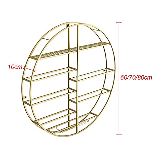 Casier à bouteilles de vin mural rond en métal Gold de 80cm