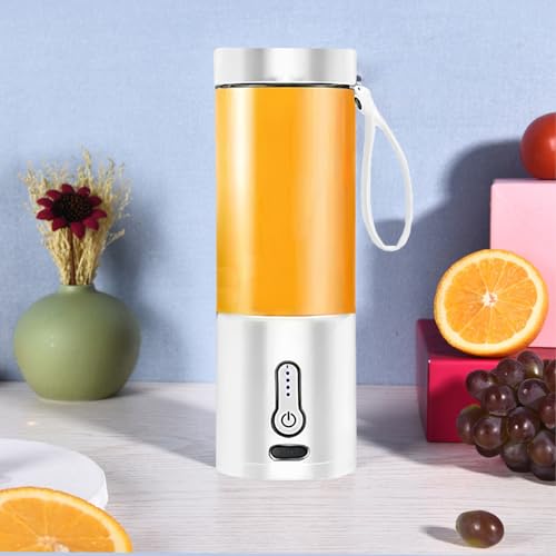 Portable Juicer Smoothie Blender USB Rechargeable Food Processor Fruit Mixer Machine Mini Juicer Blender Cup 530ML [White]