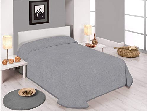 SABANALIA - Colcha Estampada Stone, Cubre Cama 50% algodón - 50% poliéster, Colcha para Primavera y Verano, (Disponible en Varios tamaños y colres) - Cama 135 - (230 x 280), Gris