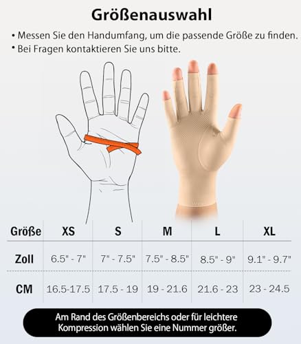 WHCOOL Arthritis Kompressionshandschuhe fingerlos Hautfreundlich, gegen Gelenksehnenbelastung & Morgensteifheit (Schwarz, Größe XS)