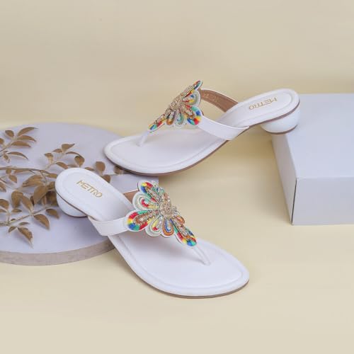 Image of Metro Women Fashion /Ethnic Embroidered Heel Slip-on Sandal