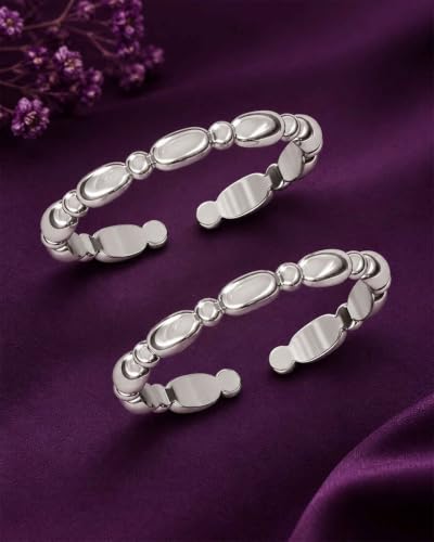 Image of Clara 925 Sterling Silver Size Adjustable Toe Rings Pair Gift for Women
