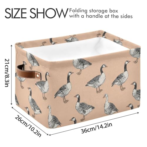 Image of Aslsiy Storage Basket Funny Geese Nursery Bins Apricot Baby Box Canvas Clothes Shelf Basket Laundry Hamper Gift Basket for Home Closet 1 Pcs