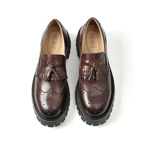 BEAU TODAY Chunky Platform Loafers for Women Lug Sole Loafers Womens Casual Tassel Business Driving Slip-on Loafer Shoes Dressy