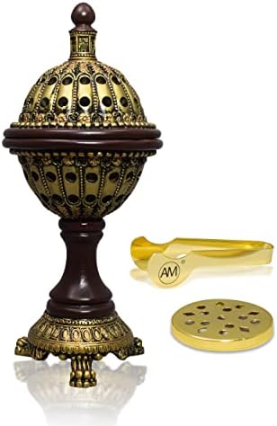 AM Luxury Globe Incense Burner - Bakhoor Insence Holder | Insencents Resin Burners | Frankincense Charcoal Burner | Mabkhara | for Office & Home Decor (Bronze)