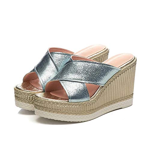 ypyrhh Badeschuhe für Pooldusche, Badeschuhe, Badelatschen, super hoher Absatz, blau, 36, rutschfest, weich