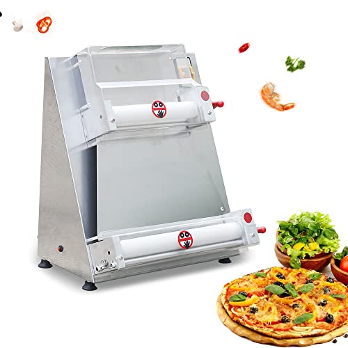 Pizza Dough Press,Pizza Dough Roller Sheeter, Max 16" Automatic Commercial Dough Roller Sheeter, Electric Pizza Dough Roller Stainless Steel,For Pizza Stores, Cakes And Bakeries, Coffee. #TOP1