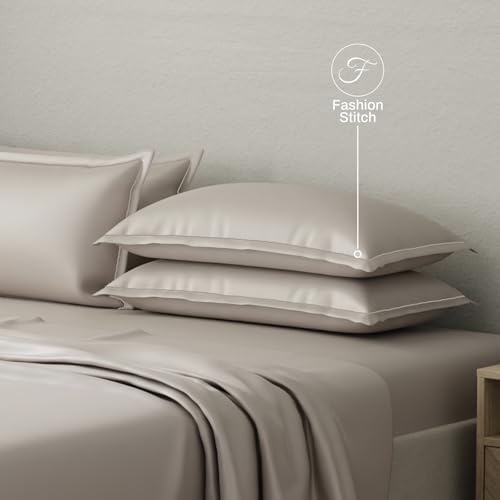 Image of BOUTIQUE LIVING Luxe Loom 100% Cotton 600 TC Wild Mushroom (Dark Grey) Dyed King Bedsheet Set