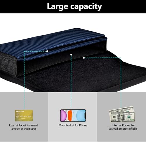 ykooe Rugged Nylon Holster for Samsung Galaxy S24 Ultra, S23 Ultra, S22 Ultra, S21 Ultra, A14 A13 A03s A32 Moto G Stylus Play Power 5G Pure Edge+ Cell Phone Belt Holder for Men, Blue -XXL