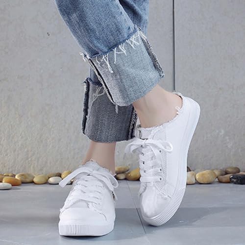 Baskets blanches faciles à enfiler et mocassins de marche légers pour femme