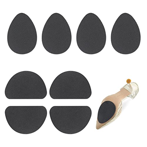 4 Pares de Plantillas Antideslizantes, Clips de Zapatos, Goma Autoadhesiva, Pegatinas de Tacón Alto para Reducir el Ruido del Talón (Negro), Een Kleur