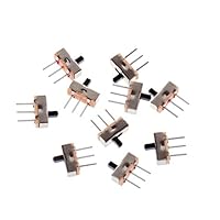 Buwei 10 STK. 2 Position EIN/Aus SPDT 1P2T 3-polige Leiterplatte Mini Vertikaler Schiebeschalter SS12D00G3