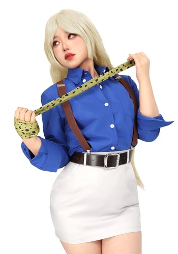 DAZCOS Women's Cosplay Costume Slim Shirt Skirt with Tie Suspender Glasses (X-Large)