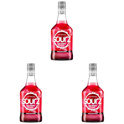 Sourz Red Berry | süß-saurer Partylikör | 15% Vol | 700ml Einzelflasche (Packung mit 3)