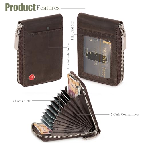 Image of HORNBULL Steve Coffee Brown RFID Blocking Leather Wallet for Men | Vertical Credit Debit Card Holder
