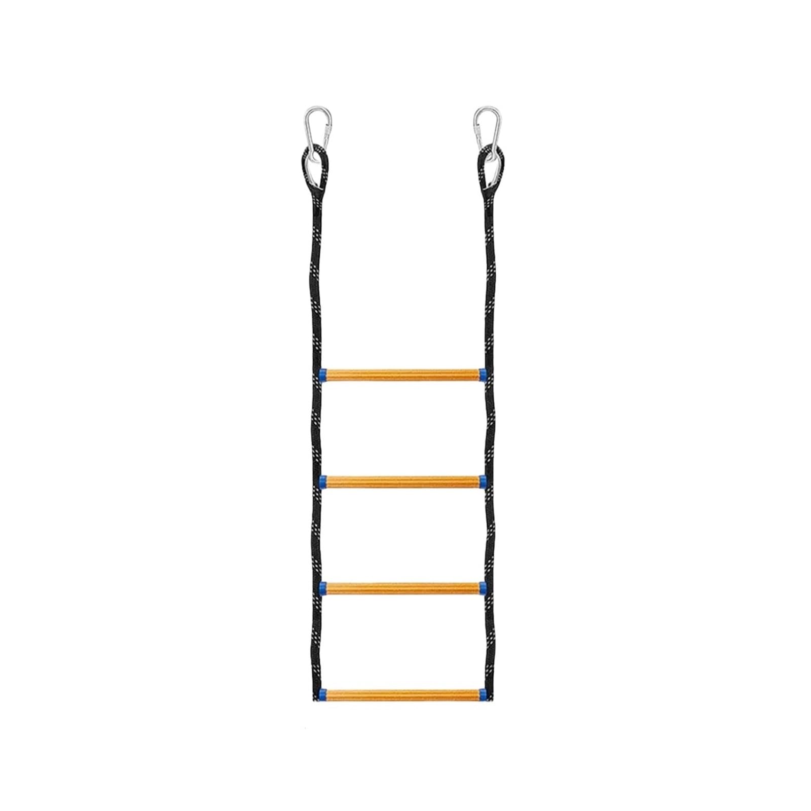 IEOWY 4 Step Boat Rope Ladder Folding Portable Marine Boarding Swim For Kayak Motorboat Canoeing(Black)