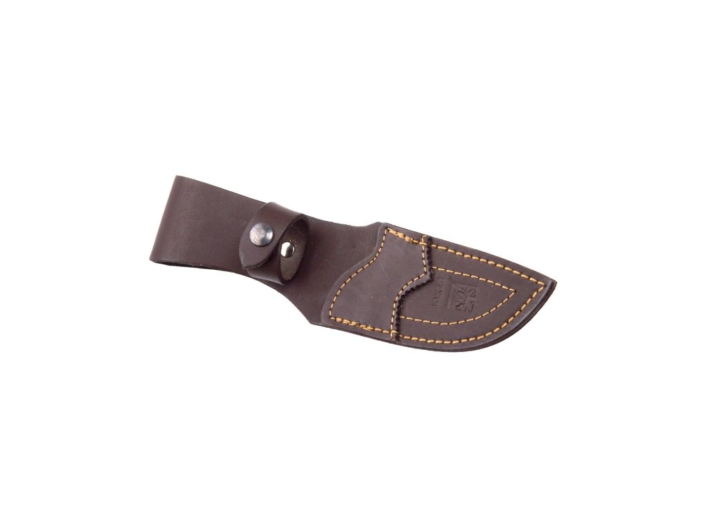 Joker Cuchillo desollador Profesional Venado CO65, con desgarrador en el Lomo, con cachas de Olivo y Hoja de 10 cm, Funda de Cuero, Herramienta de Pesca, Caza, Camping y Senderismo