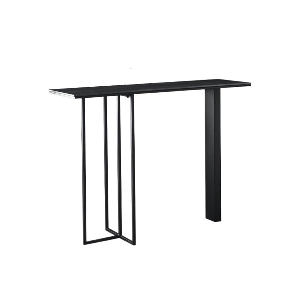 Table de Bar Table de Bar Home Rock Slab avec Structure en métal, Table Haute Noire for espaces restreints(160 * 40 * 105cm)