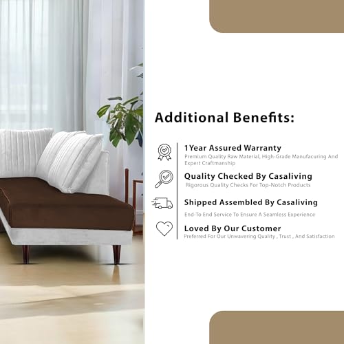 Image of Gratly RHS 4 Seater L Shape Sofa Set for Living Room (Brown Grey Colour) Premium Fabric Sofa