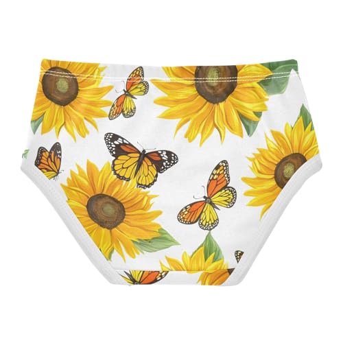 Cotton Toddler Underwear Custom Sunflowers Yellow Butterflies White Panties Little Girl Fun Print Briefs Undies Kids 2t2