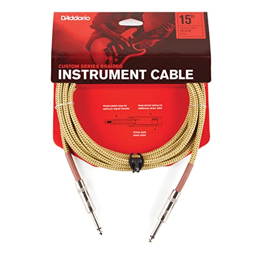 Cabo Custom Series Trançado 4.57M em Tecido Tweed D'Addario Pw-Bg-15Tw