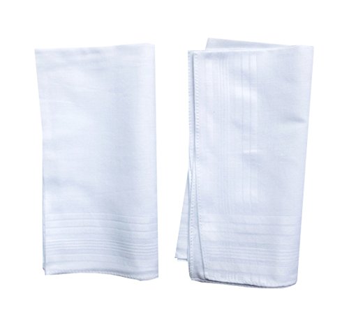 Men's Handkerchiefs 100% Cotton Solid White Hankies Set #TOP2