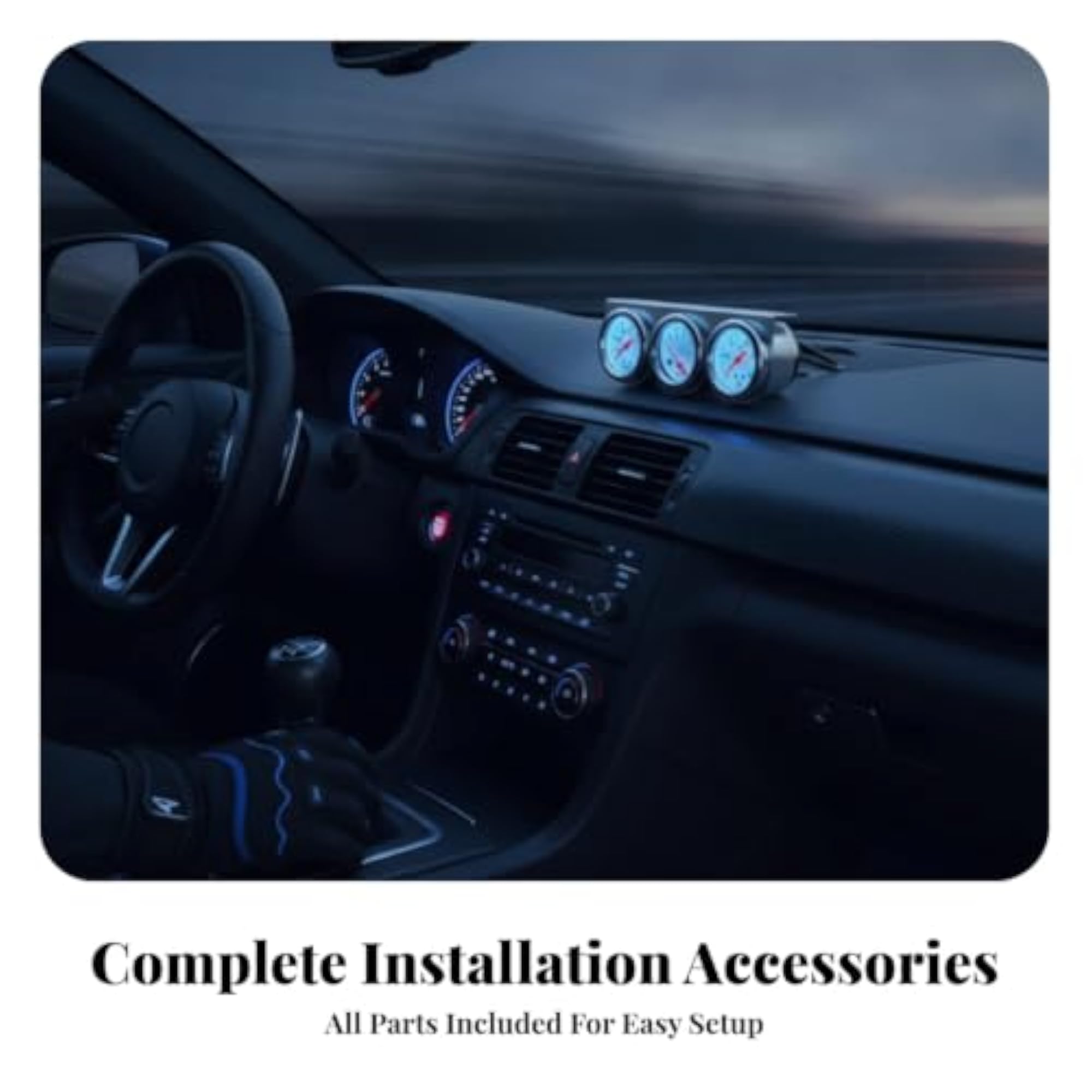 52mm Oil Pressure Water Temp Voltmeter Set, Chrome Bezel