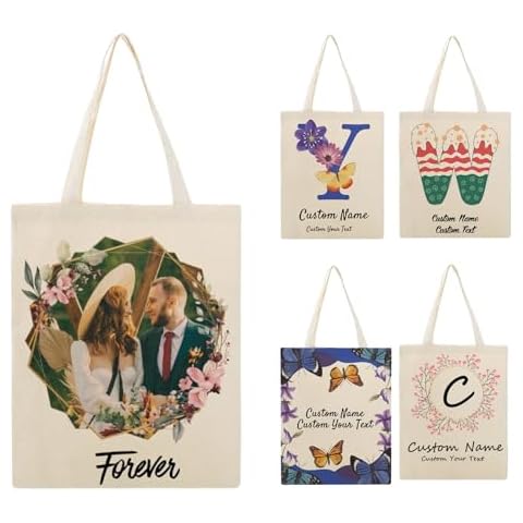 xeqgp Custom Tote Bags Personalized Canvas Bags Design Your Text/Logo/Photo Print,Custom Canvas Bags for Shopping/Gift Cover