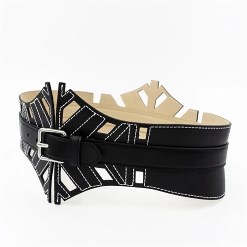 JSEIAJB Wide Waistband Hollowed Out Leather Wide Waistband Jacket Dress Decoration Waistband(75cm)4