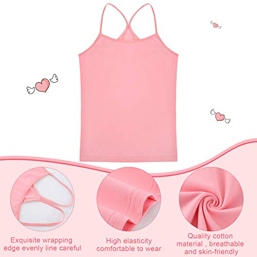 5 Pieces Girls Tank Top Sleeveless Racer Back Top Camisole Cami Undershirts (Black, White, Pink, Grey, Navy,9-10 Years) #TOP3