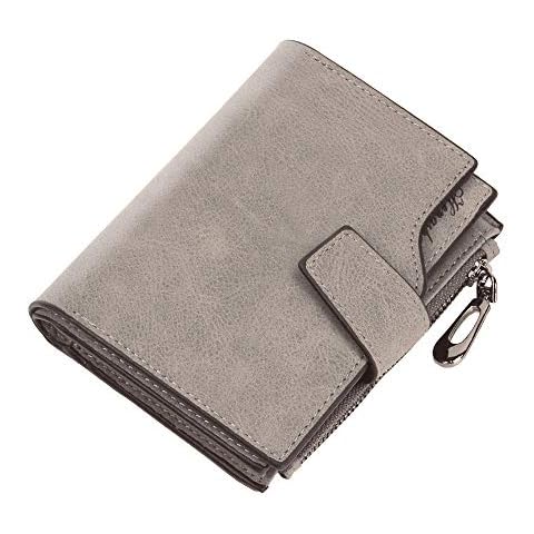 Women's PU Leather Small Purse Women's Purse Wallet with RFID Protection Credit Card Holder Wallets (Grey) Cover