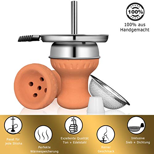 DFESKAH Shisha Tonkopf Set, Shisha Kopf Set inkl. Kaminaufsatz + Tabak Sieb & Dichtung, Premium Wasserpfeife Zubehör für… – Bild 4