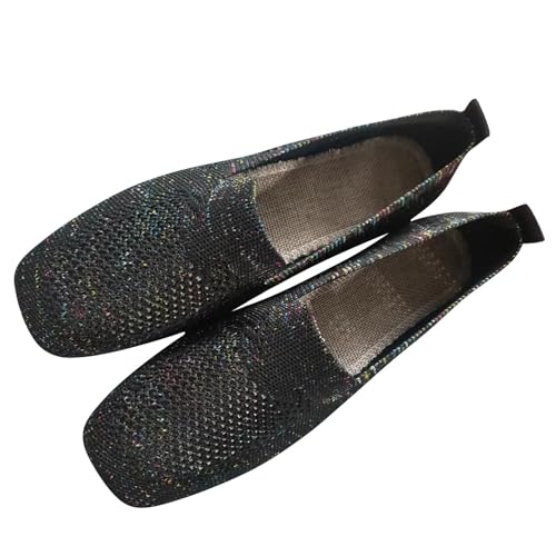 Zapatos ortopédicos de mujer sin cordones Slip on bajos zapatillas de correr mujer de malla ligeras antideslizantes caminar plantilla ortopédica con soporte para arco senderismo, Negro , 37 EU