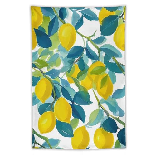 Tapisserie en polyester decoration murale esthetique motif branches de citronnier