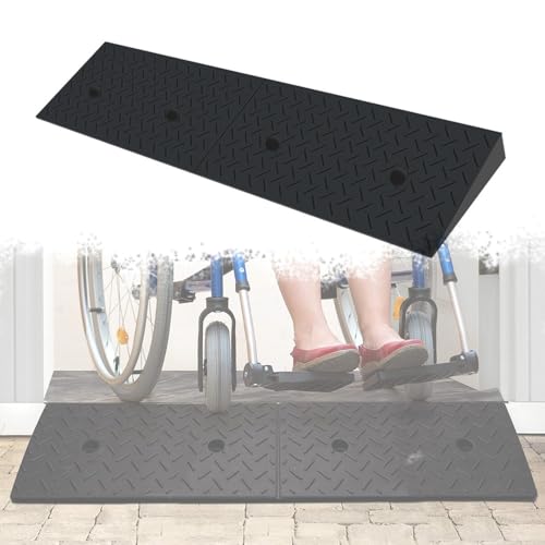 Rampa de goma resistente para silla de ruedas, rampa de umbral antideslizante de 2 a 3 pulgadas para vehículos, pendiente portátil para un fácil acceso y movilidad