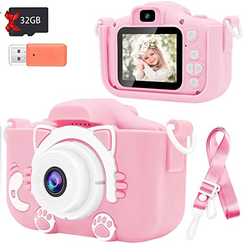 Kids Camera, 1080P HD Camera for Children with 32 GB Card, 20MP Digital Camera for Girls & Boys Age 3-12 for Toddlers (Pink)