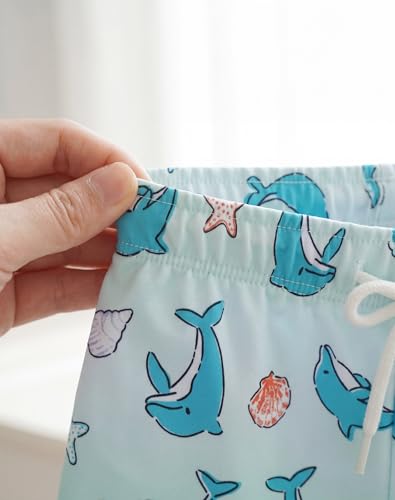 Image of AMYNICE Girls Beach Board Short with Liner Quick Dry Active Jellyfish Print | Swimming Trunks Swimsuit with Pockets Drawstring Surfing, Beach, Vacation and Holiday for Toddler Baby girl