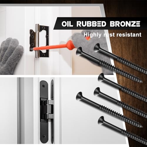 Hicarer 48 Pcs Tornillos para Madera Acabado Bronce Aceitado 9 x 3 Pulgadas Cabeza Plana Anticorrosión para Puerta y Gabinete miniatura 5