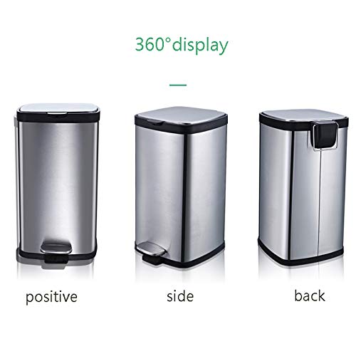 BOGDTF Mülleimer und Abfalleimer für Recycling, einfach, mit großem Fassungsvermögen, aus Edelstahl, mit Deckel und Fußpedal für Küche, Büro, Haus und Büro – Bild 4