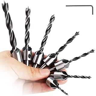 Wood Countersink Drill Bit Set, Heatigo 7PCS High Speed Steel Carpentry Drill Bit Set, 3-10mm with Hex Key Wrench for Plastic Wood DIY Works and Woodworking Chamfer
