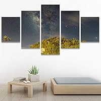 SIGNWIN 5 Panel Canvas Wall Art Aerial Astronomy & Space Expressive Global Moon Multicolor Photography Realism Warm for Home Decorations Ready to Hang - 60
