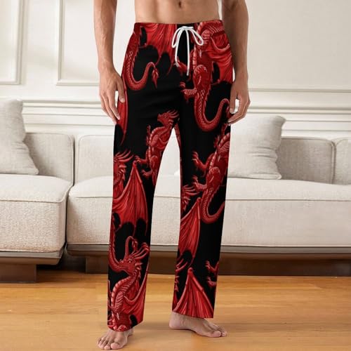 Welsh Dragon Mens Pajama Pants Print Lounge Pant PJ Bottoms Sleepwear Loungewear2