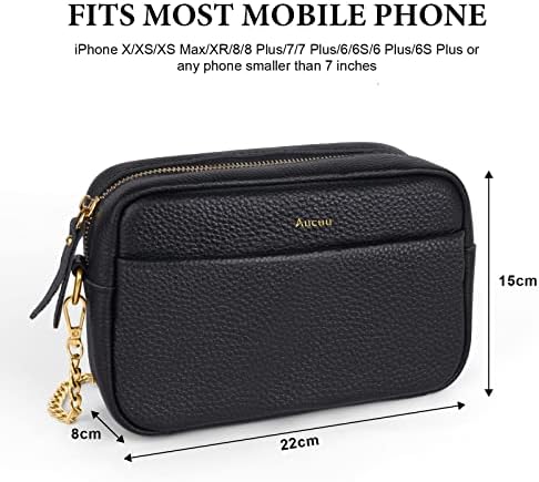 Aucuu Crossbody Bag, Genuine Leather Shoulder Bags for Women, Cell Phone Shoulder Bag, Ladies Cross-body Bags Gift for Women Girls Mom