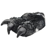 Dunlop Mens Black Faux Fur Monster Claws Novelty Slippers UK 8-9 (M) - Image 4
