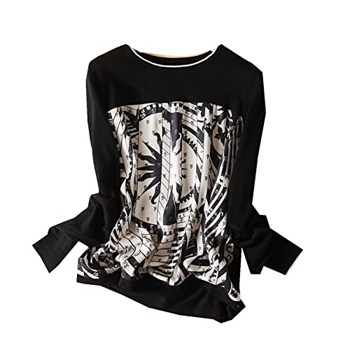 Capabes Damenmode Bedruckter bequemer Rundhals-Pullover im europäischen und amerikanischen Stil mit Langen Ärmeln, täglich, lässig, vielseitiges Oberteil L Cover