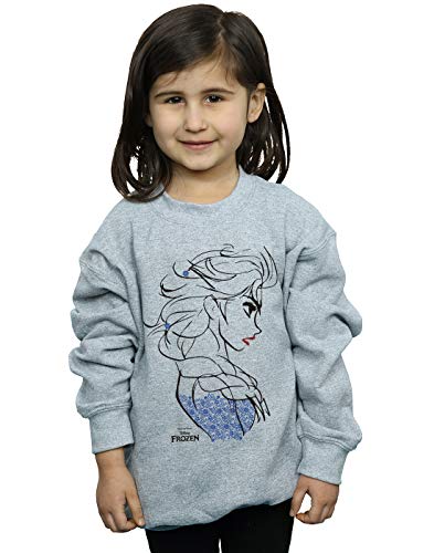Disney Girls Frozen Elsa Sketch Sweatshirt 5-6 Years Sport Grey