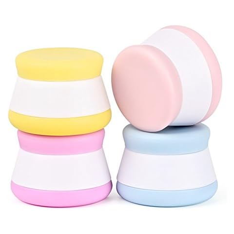 JinZeFa Silicone Cream Jars, 4 Pack 20ml Leakproof Silicone Travel Cosmetic Containers, Squeezable Toiletry Case Cover