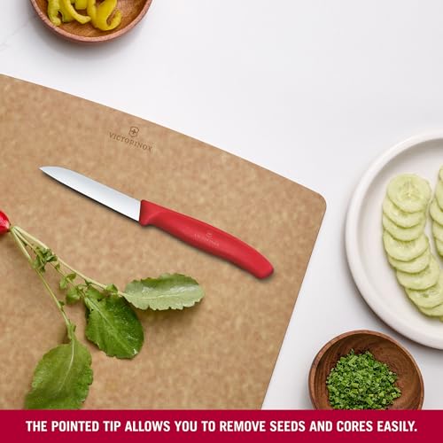 Image of Victorinox Swiss Made Stainless Steel Swiss Classic Paring Knife, 8cm Kitchen Knife for Vegetable Cutting and Chopping, Classic Red | Kitchen Tools & Items | 6.7401.C1