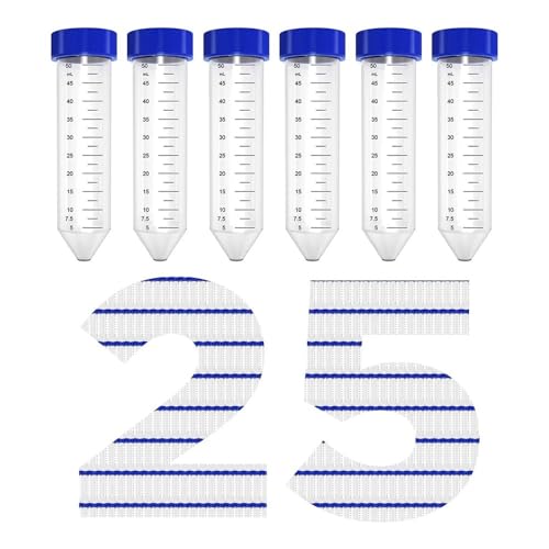 Tube à centrifuger 50 ml en plastique avec fond jupe autoportant et bouchon bleu x25